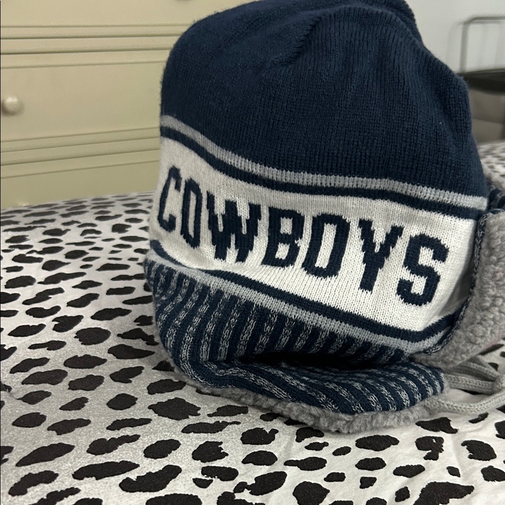 Blue and White Cowboys Knit Hat